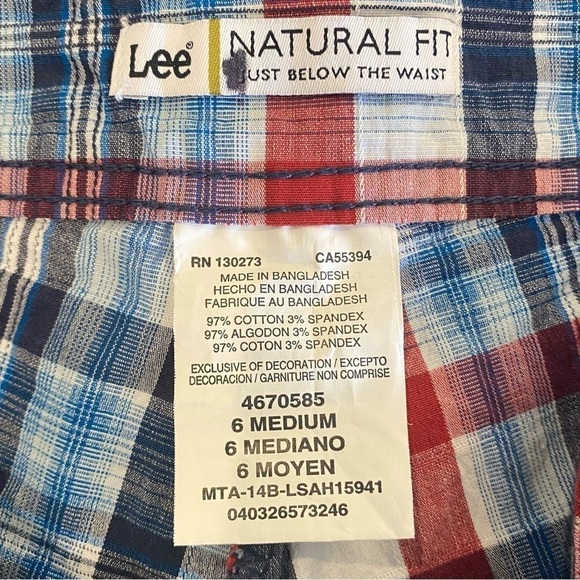 LEE Natural Fit women's size 6 blue white red plaid check cotton skort pockets - Picture 7 of 8